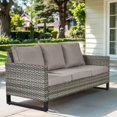 thumbnail image 2 of PARKWELL Outdoor 3-Seat Patio Sofa,All-Weather Wicker Rattan Couch Furniture with Gray Cushions,Gray Wicker, 2 of 10