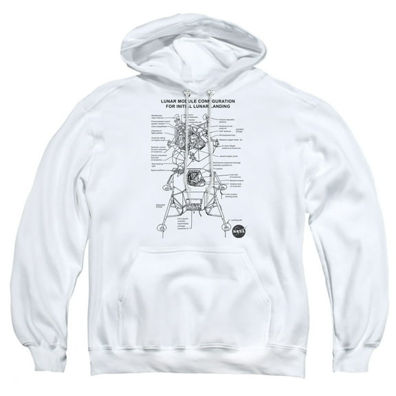 Nasa Lunar Module Diagram Adult Pullover Hoodie Sweatshirt White
