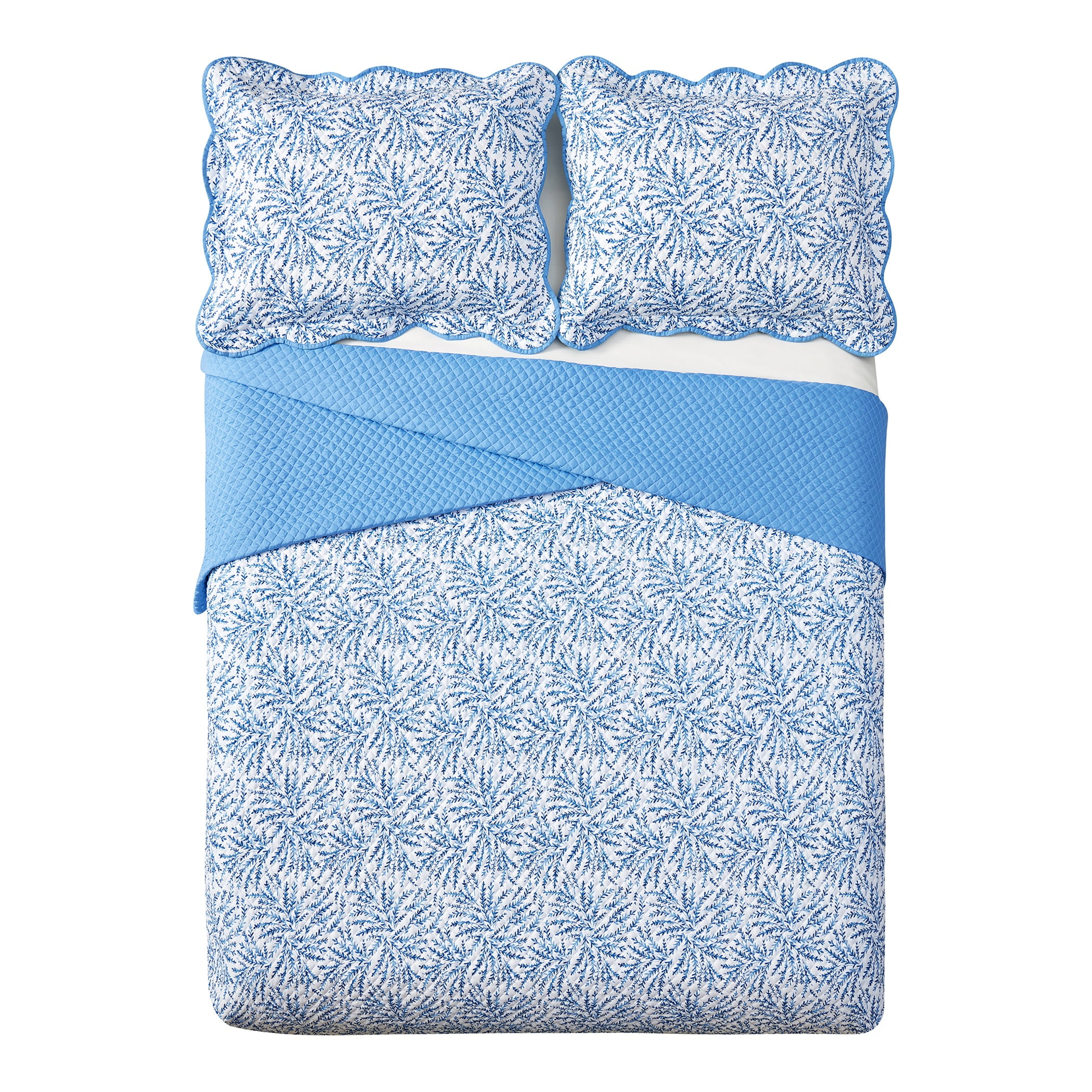 Mainstays Blue Fern 3-Piece Quilt Set,Full/Queen