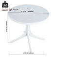 thumbnail image 6 of Modern White Round Plastic Table – 36 Inch Indoor/Outdoor Dining Table & Coffee Table, Lightweight Polypropylene All-Weather Patio Table for Garden, Courtyard, Kitchen, Camping (White), 6 of 6