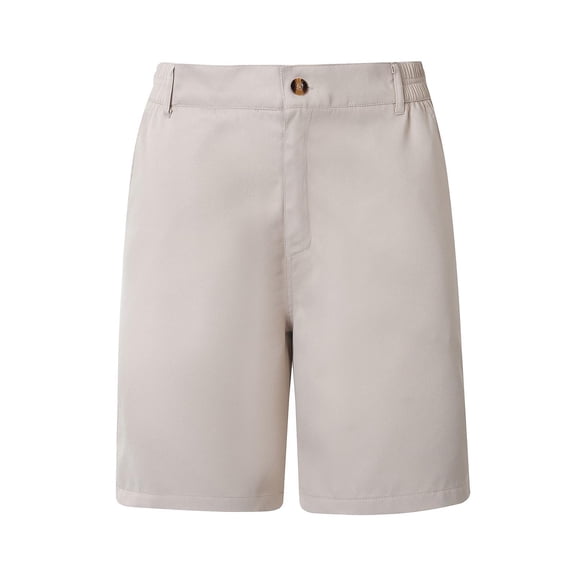 JUUYY Men's Shorts Casual Classic Fit Elastic Waistband Button Twill Chino Shorts Flat Front Summer Golf Dress Shorts with Pocket Beige XXXL