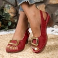 thumbnail image 2 of Dakaela Slingback Heeled Sandals for Women Fashion Open Toe Dressy Chunky Low Heels Wedge Casual Dress Pumps Shoes for Wedding Party Red 7.5, 2 of 7