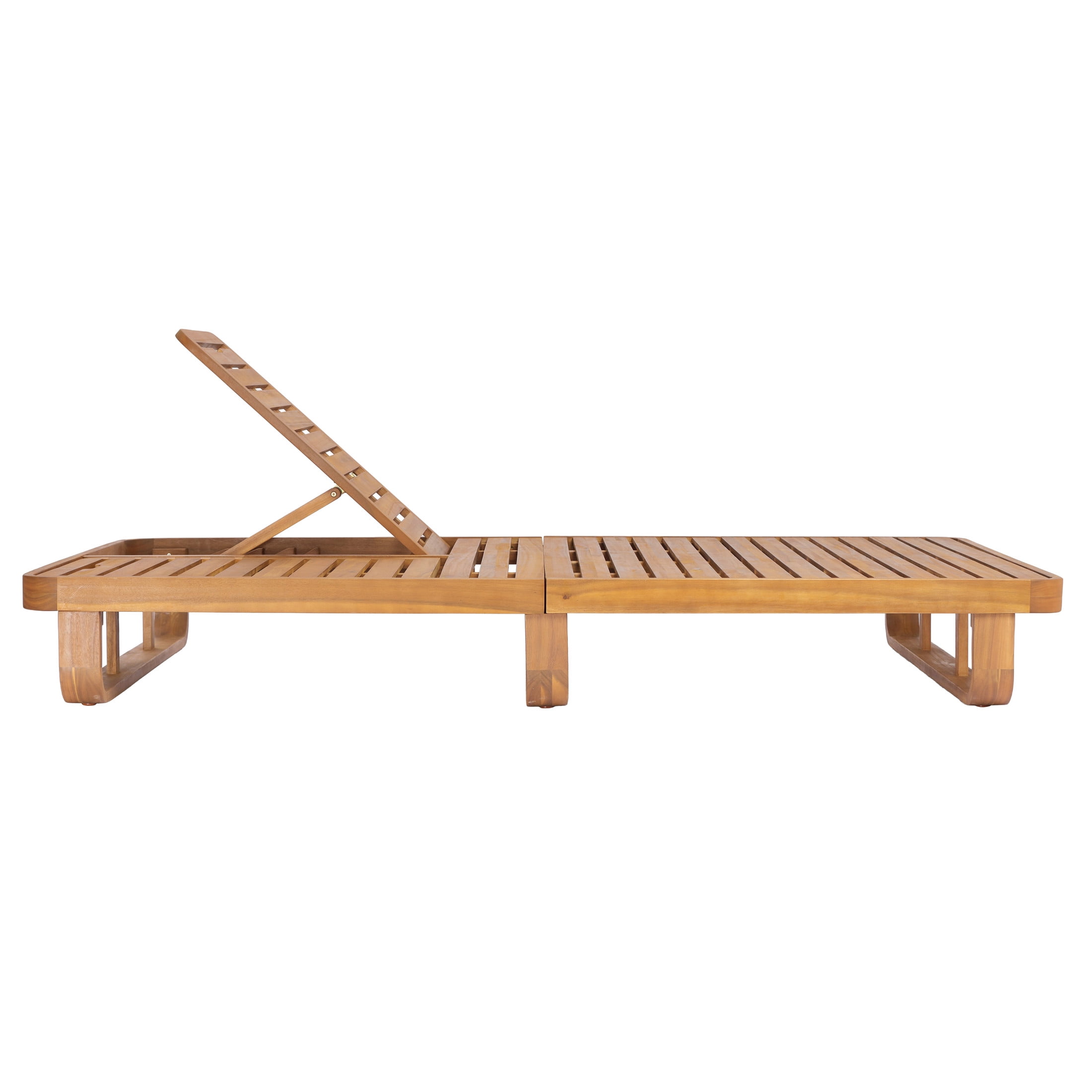 Christopher Knight Home Acacia Wood Outdoor Double Chaise Lounge with Adjustable Backrests, Natural