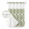 thumbnail image 2 of Sage Green Abstract No Hook Shower Curtain Waterproof,Bathroom Curtains with Snap in Liners and See Through Top Window,Modern White Geometric Twisted Art Hotel Style Bathtub Curtains Shower 72"Wx84"L, 2 of 8