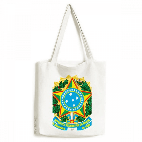 Brisil National Emblem Country Tote Canvas Bag Shopping Satchel Casual Handbag