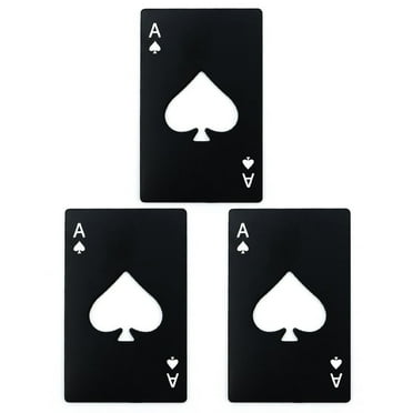 3pcsBottle Opener A Of Spades Poker Shape Beverage Bottle Opener Stainless steel, black 3pcs