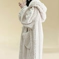 thumbnail image 4 of Hvyesh Robes for Women Warm Shaggy Plush Fleece Bathrobe Cute Button Downs Long Jacket with Hood Soft Comfy Lounge Bathrobe Housecoat, 4 of 6