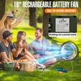 thumbnail image 2 of iLiving 18" Rechargeable Battery Operated Camping Floor Fan, High Velocity Portable Outdoor Fan with Metal Blade, With Built-in Lithium Battery for Whole Day Usage, 18 Inches, Military Green, 2 of 6