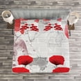 thumbnail image 3 of Ambesonne Poppy Flower Quilted Bedspread Set 3 Pcs, Blossoming Rural Field, Queen Size, Red Grey Coconut, 3 of 3