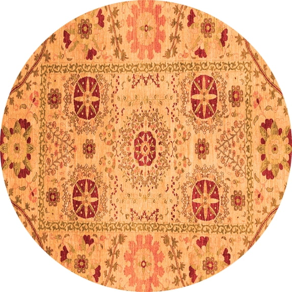 Ahgly Company Indoor Round Abstract Orange Modern Area Rugs, 8' Round