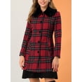 thumbnail image 5 of INSPIRE CHIC Women's Plaid Winter Faux Fur Collar Outerwear Long Coat, 5 of 8