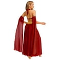 thumbnail image 2 of renvena Women's Shiny Sequins Belly Dance Performance Costume 4 Piece Set for Stage and Themed Parties Burgundy S, 2 of 7