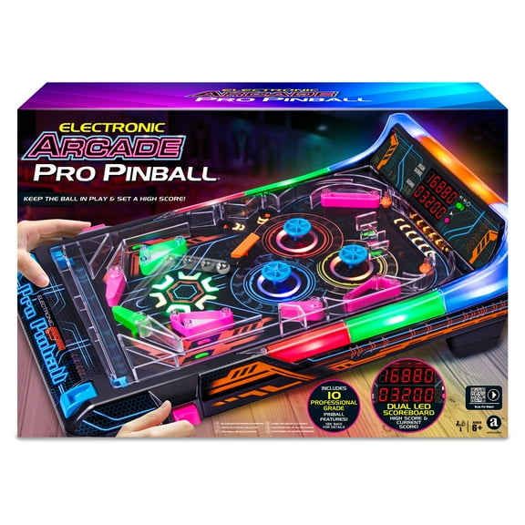 Ambassador Games: Electronic Arcade Pro Pinball - Light & Sound Tabletop Game, Dual LED Scoreboard, 10 Professional-Grade Features, Adults Kids Age 6 