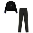 thumbnail image 5 of YONGHS Girls Figure Ice Skating Training Suit Practice Jacket Outerwear with Rhinestones Leggings Set Black 14, 5 of 6