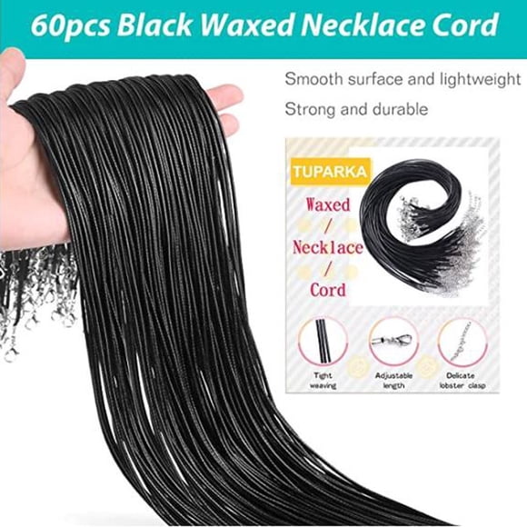Fiudx Cordones Encerados para Collares, 60 Cadenas Ajustables para Joyería, Incluye Cierre de Langosta Duradero, Versátiles para Collares, Pulseras y Tobilleras, Ideales para Proyectos de Bricolaje y