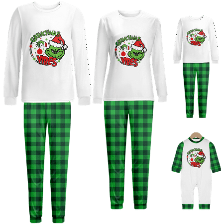 

Holiday Family Matching Christmas Pajamas Sleepwear Set Cartoon Monster Green Black Buffalo Buffalo Printed Sizes Baby-Kids-Adult-Pet 2 Pieces Top and Pants Bodysuits Pajamas Set