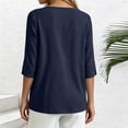 thumbnail image 6 of Lmueinov 3/4 Sleeve Length Tops for Women 100%Cotton Solid Crew Neck Casual Tunic Shirts Lightweight Pullover Blouses for Summer Fall Daily Vacation, 6 of 7