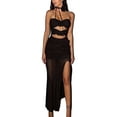 thumbnail image 1 of Sedceaty Women Tube Dress, Sleeveless Backless See-through Hollowed Slit Summer Long Dress with Choker for Cocktail Party, 1 of 9