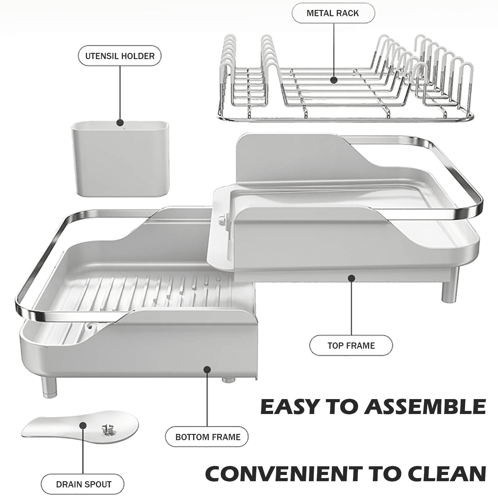feitigo Dish Drying Rack, Stainless Steel Dish Rack And Drainaboard Set,  Expandable(11.5-19.3) Sink Dish Drainer With Cup Holder Utensil Holder  For Kitchen Counter & Reviews