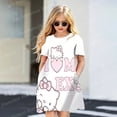 thumbnail image 3 of Hello Kitty Robe d'Été Rose et Blanche - Motif Dessin Animé Robe de Soirée à Manches Courtes - Robe Décontractée Enfant/adulte, 3 of 6
