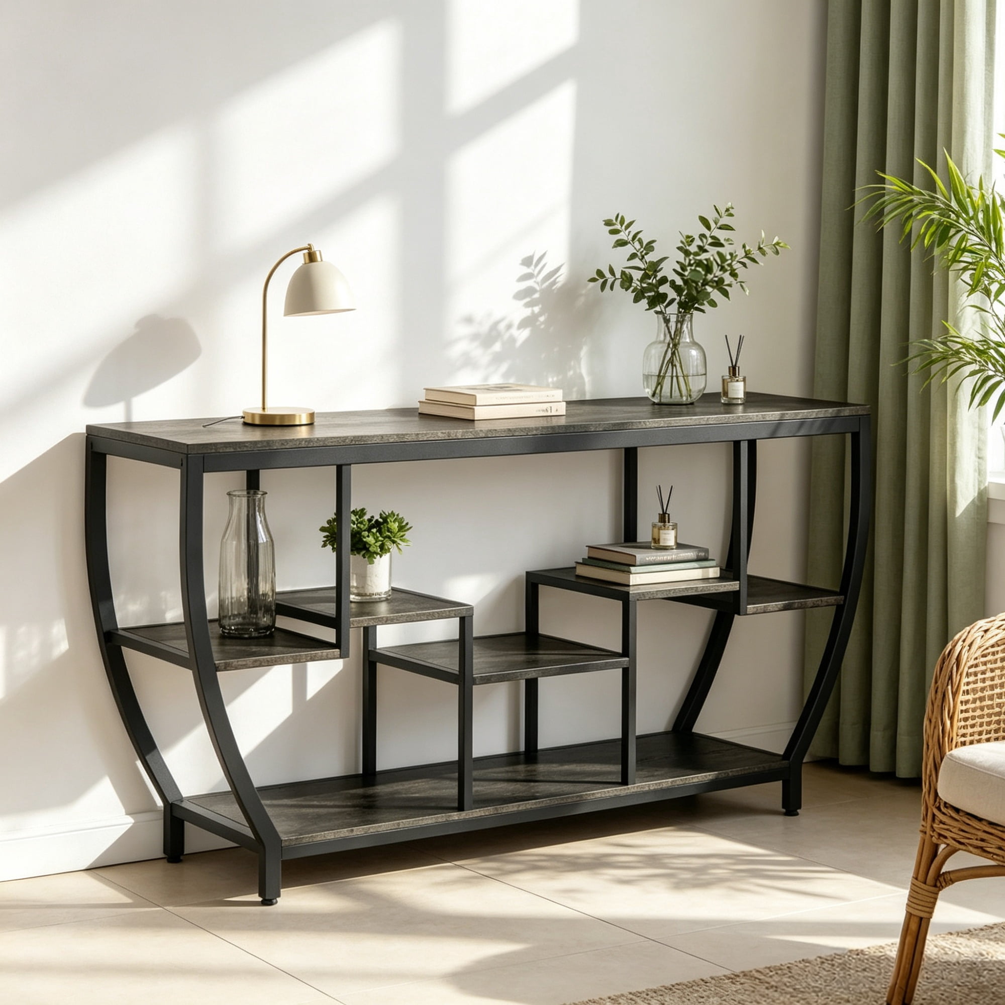 70.9" Entryway Sofa Table with Shelves, Console Table