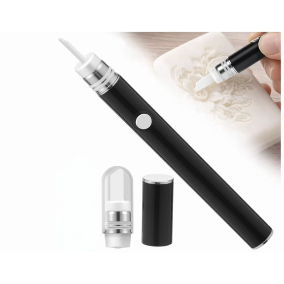 Cordless Electric Hot Knife, Ceramic Heated Pen with 1 Extra Blades, Portable Cutting Tool for Soap Candle Foam Plastic, Black