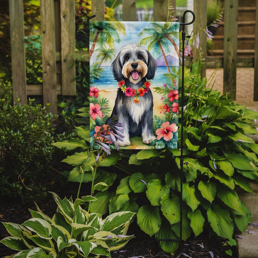 Tibetan Terrier Luau Garden Flag 11.25 in x 15.5 in