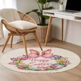 thumbnail image 4 of Happy Easter Round Area Rug 3Ft Washable Small Circle Rugs for Kitchen Entryway, Rabbits Bows Spring Tulips Eggs Retro Non-Slip Carpet Floor Mats Indoor Outdoor Carpet Runner Aesthetic Home Decor, 4 of 8