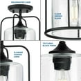 thumbnail image 5 of Watch Hill Collection One-Light Textured Black Clear Seeded Glass Farmhouse Semi-Flush Light, 5 of 5