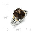 thumbnail image 2 of Sterling Silver With 14k 3.70Smokey Quartz Ring - 3.70 cwt - Size 8 - Measures 12mm Wide, 2 of 2