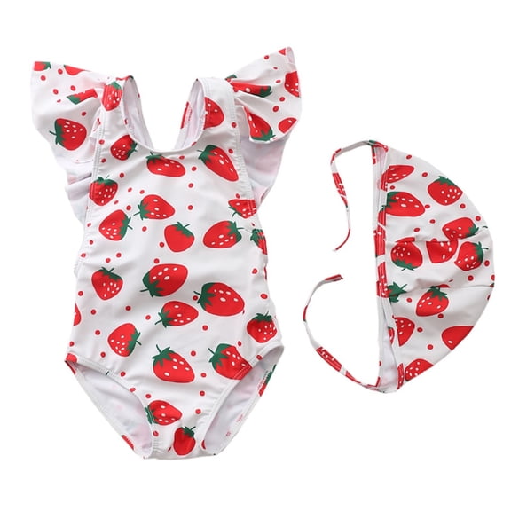 ibiyuan Toddler Baby Girl Swimsuit Ruffle Spaghetti Strap Modest Ruched Baby Girl Bathing Suit Stretchy Cutout Girls Swimsuit Hawaiian Padded Swimwear