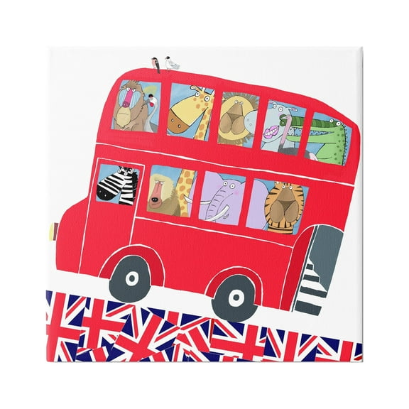 Stupell Industries UK Travel Animal Bus Animals & Insects Painting Gallery Wrapped Canvas Print Wall Art, 17 x 17