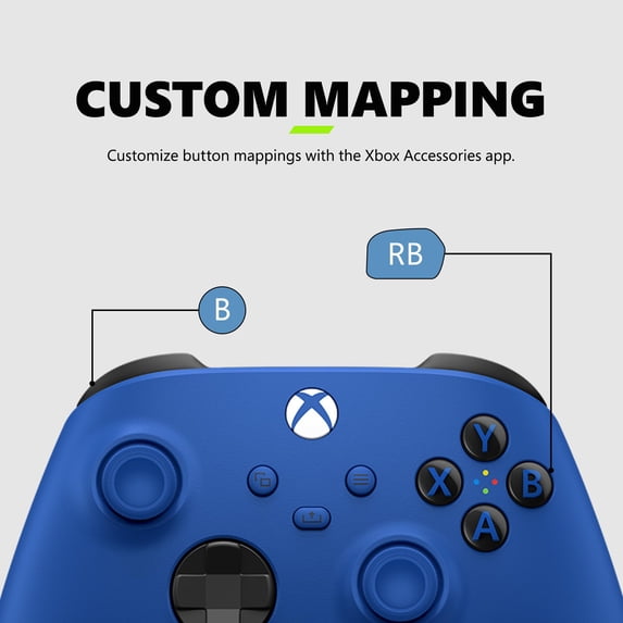 Open Box Microsoft Xbox Wireless Controller Shock Blue with Hybrid D-Pad, Textured Grips, Bluetooth, USB-C, 40-Hour Battery Life QAU-00065/QAU-00001