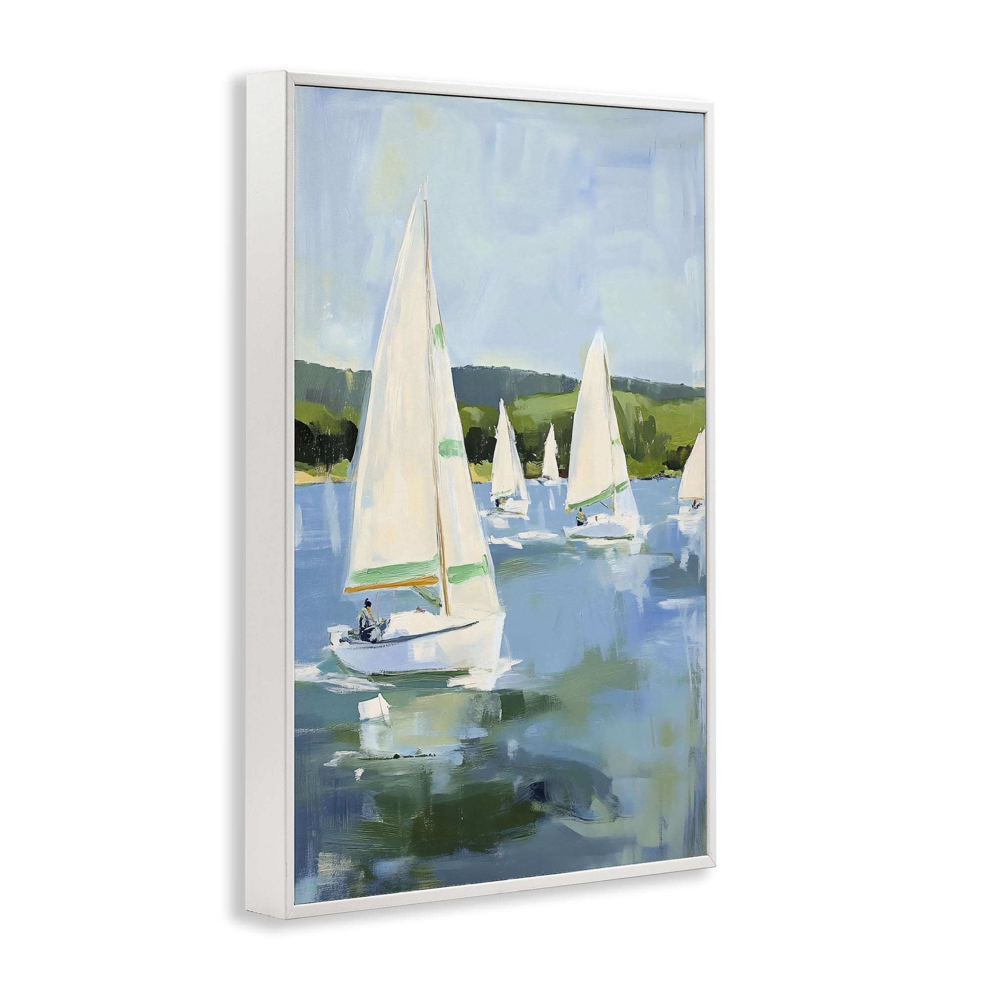 Stupell Industries Boat Race Regatta White Framed Giclee Art, design by Petal Prints Design
