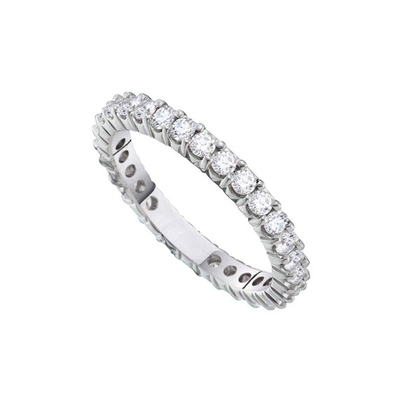 FB Jewels 14kt White Gold Womens Round Pave-set Diamond Eternity Wedding Anniversary Band 1.00 Cttw In Pave Setting (I1-I2 clarity; H-I color)