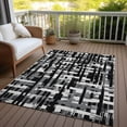 thumbnail image 5 of HomeRoots 622678 5 x 8 ft. Black Gray & Ivory Striped Washable Transitional Indoor & Outdoor Rectangle Area Rug, 5 of 9