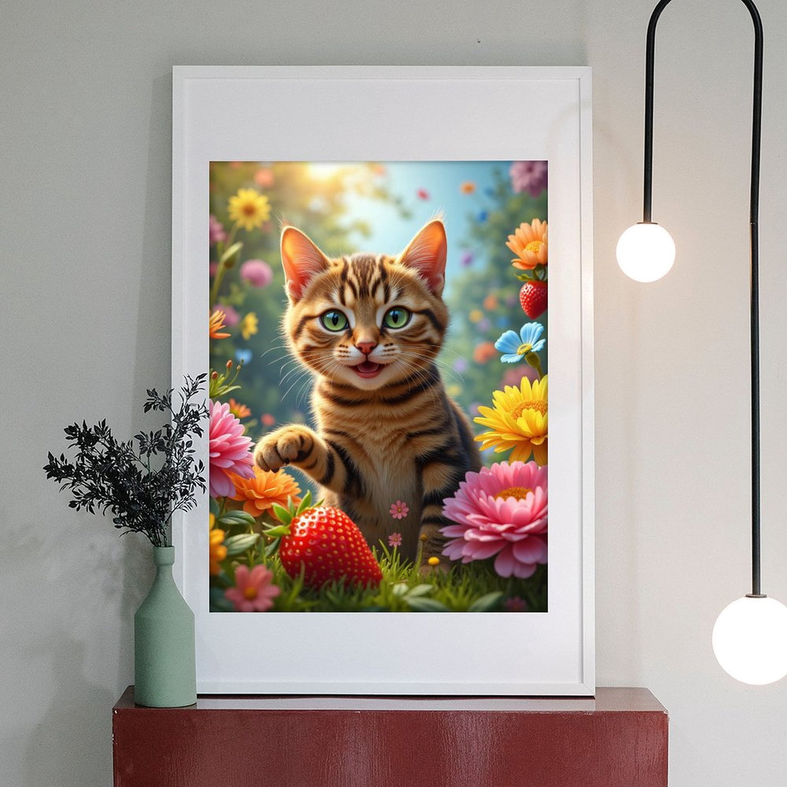 Diamond Art Kits for Adults - 5d Happy Kitten In Spring Garden Diamond Painting for Adults, Diamond Art for Adults Beginners, Diamond Painting Kits for Adults for Home Wall Decor