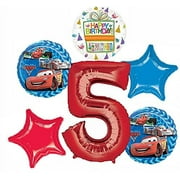Disney Cars Party Supplies Lightning McQueen 5th Birthday Balloon Bouquet Decorations