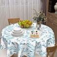 thumbnail image 5 of Spring Blue Leaf Tablecloth Round 60 Inch Summer Watercolor Teal Leaves Table Cloth Rustic Farmhouse Polyester Fabric Table Cover for Kitchen Dining Room Party Home Decor, 5 of 6