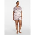 thumbnail image 2 of Joyspun Women’s Stretch Satin Short Sleeve Top and Shorts Pajama Set, Sizes XS-3X, 2 of 6