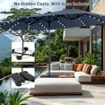 thumbnail image 3 of Autlaycil 15' Large Rectangle Outdoor Patio Umbrella and 48 Solar Lights with Matching Base, Market, Beach, Garden, Yard, Party, Navy Blue, 3 of 7