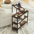 thumbnail image 4 of Costway 360° Rotation Mobile Laptop Table with 2-Tier Storage Shelves & 6 Universal Wheels Walnut, 4 of 10