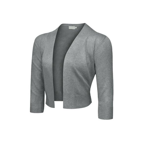 G-Style USA Women's 3/4 Sleeve Open Front Cropped Cardigan Sweater (S-XL)