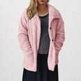 thumbnail image 2 of Htigea Clearance Womens Winter Sherpa Fleece Button Jacket Coat Loose Long Sleeve Outwear Fall Savings Pink,L, 2 of 6