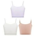 thumbnail image 6 of YUUMIN 3Pcs/Set Kids Girls Ribbed Bra Vest Spaghetti Straps Crop Top Solid Color Camisole Underwear White&Orange&Light Purple L, 6 of 9
