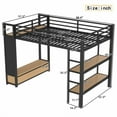 thumbnail image 5 of Euroco Full Size Loft Bed with Built-in Desk, Shelves and Wardrobe, Solid Bed with Bookcase and Pegboard for Kids Teens Bedroom, Black, 5 of 12