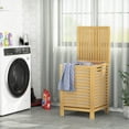 thumbnail image 5 of Bamboo Laundry Hamper with Lid, 120L Large Clothes Laundry Sorter with Removable 2-Section Liner Bag, Raised Laundry Basket Organizer for Clothing, Bathroom, Bedroom, Laundry Room, Natural, 5 of 7