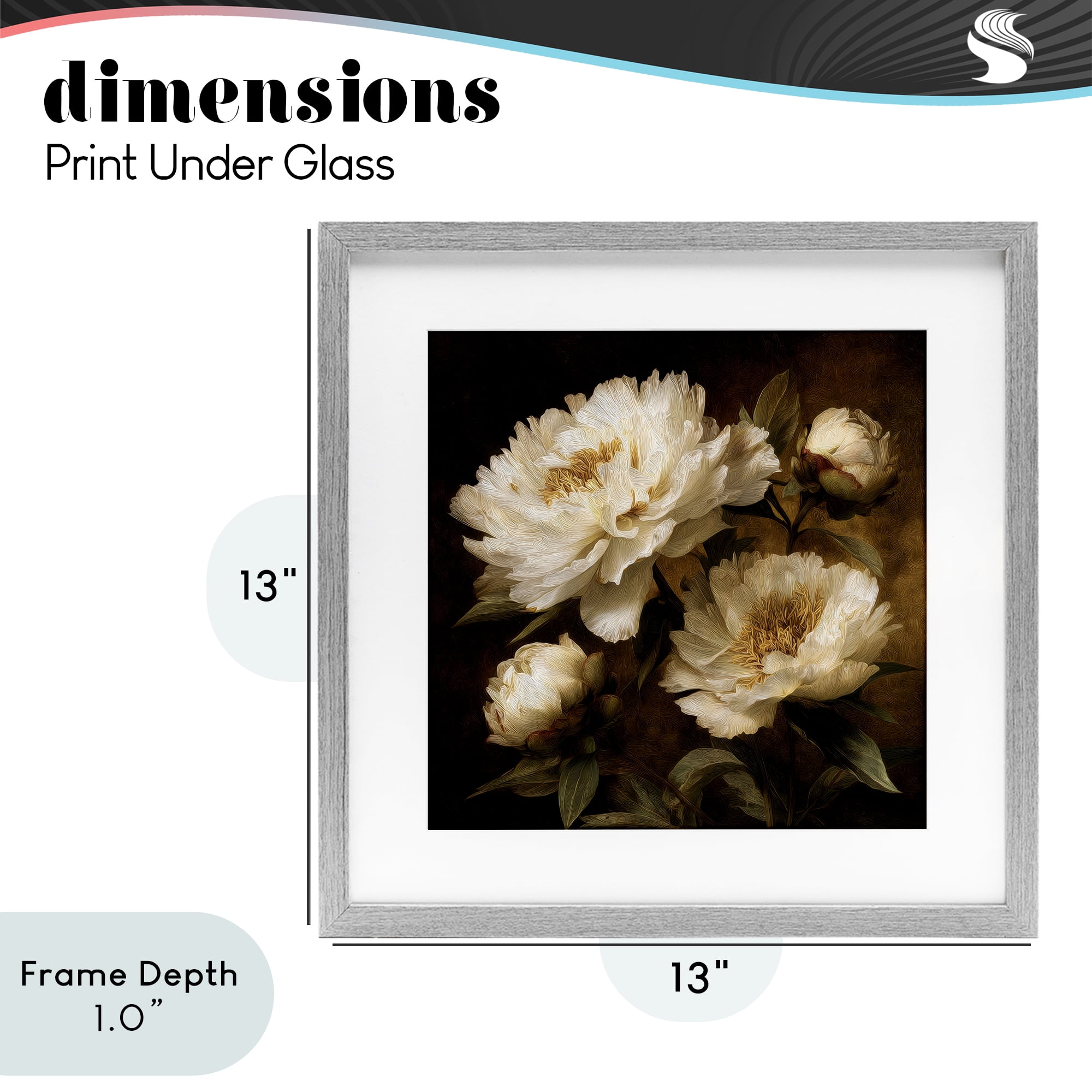 Stupell Industries Dreamy Vintage Peony Elegance Gray Framed Print Under Glass, design by Petal Prints Design