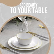 Crown Display White Gold Rim Plastic Bowls 16 Oz 30 Count | Heavy Duty Disposable Soup Bowls