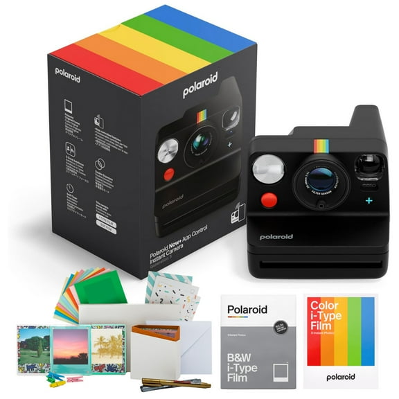 Polaroid Flip Instant Camera with Sonar Autofocus, Retro Instant Film Camera Bundle (Black) Includes B&W Film, Color Film, and Film Kit (4 Items) - Vintage Design, Easy-to-Use for Photography Lovers